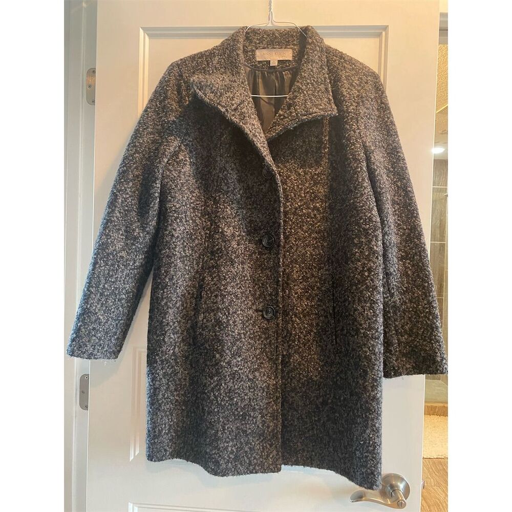Anne Klein Women's Gray Wool Blend Overcoat XL Winter Casual